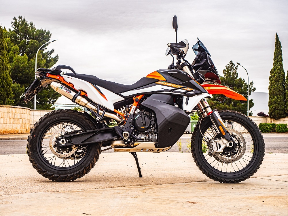 Exhaust compatible with Ktm 890 Adventure R/Rally 2021-2024, Deeptone Inox, Slip-on exhaust including link pipe 