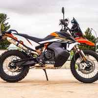 Exhaust compatible with Ktm 890 Adventure R/Rally 2021-2024, Deeptone Inox, Slip-on exhaust including link pipe 