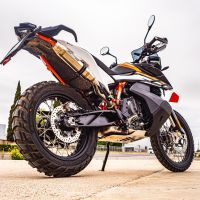 Exhaust compatible with Ktm 890 Adventure R/Rally 2021-2024, Deeptone Inox, Slip-on exhaust including link pipe 