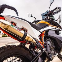 Exhaust compatible with Ktm 890 Adventure R/Rally 2021-2024, Deeptone Inox, Slip-on exhaust including link pipe 