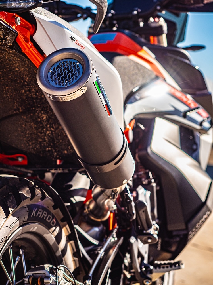 Exhaust compatible with Husqvarna Norden 901 2022-2024, M3 Black Titanium, Slip-on exhaust including removable db killer and link pipe, EPA-compliant 