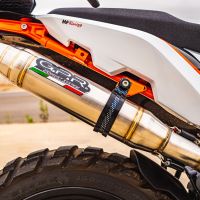 Exhaust compatible with Ktm 890 Adventure R/Rally 2021-2024, Deeptone Inox, Slip-on exhaust including link pipe 