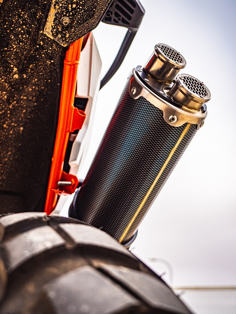 Exhaust compatible with Husqvarna Norden 901 2022-2024, Dual Poppy, Slip-on exhaust including removable db killer and link pipe, EPA-compliant 