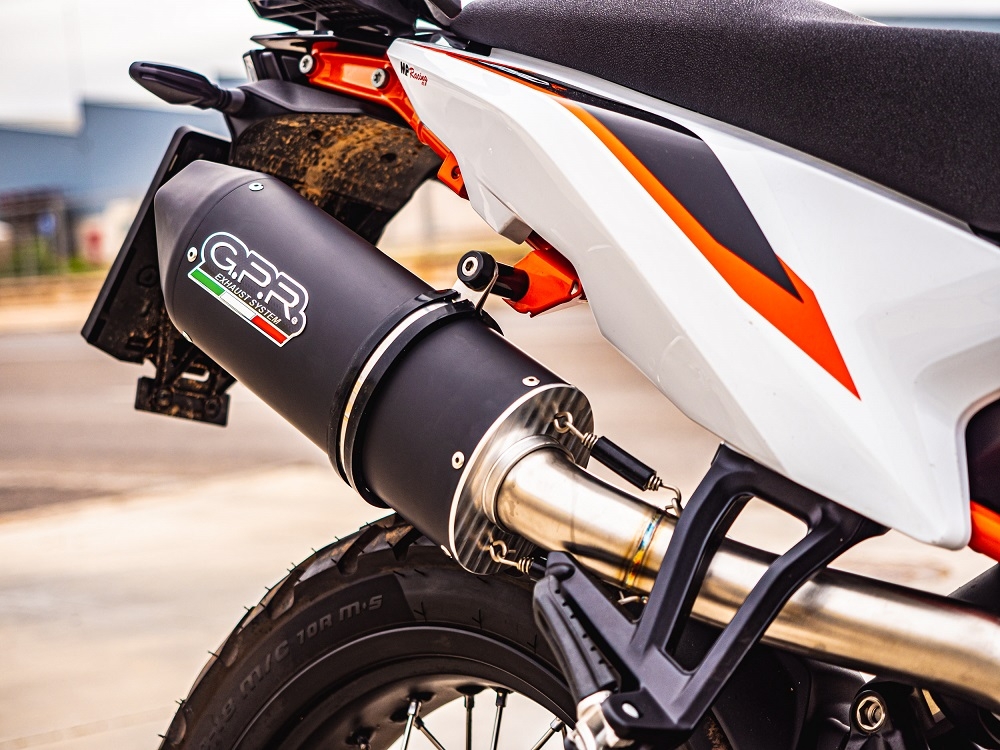 Exhaust compatible with Ktm 890 DUKE 2021-2024, Furore Evo4 Nero, Slip-on exhaust including removable db killer and link pipe, EPA-compliant 