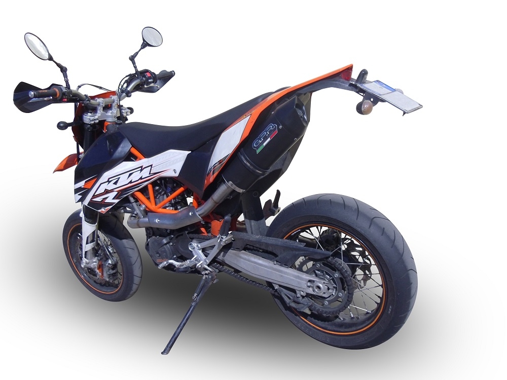Exhaust compatible with Ktm Smc 690R 2007-2016, Furore Nero, Full system exhaust, including removable db killer 