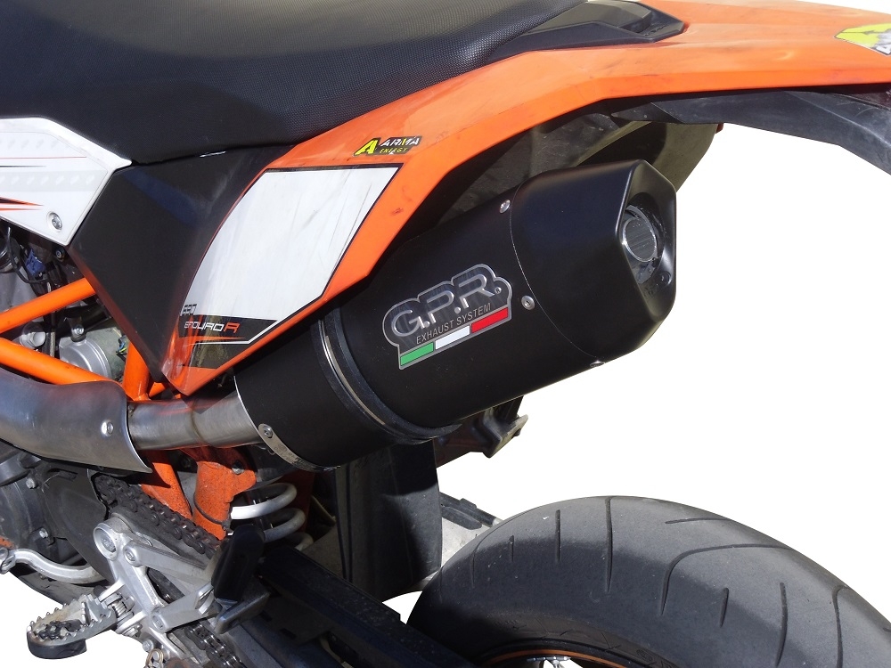 Exhaust compatible with Ktm Smc 690R 2007-2016, Furore Nero, Slip-on exhaust including removable db killer and link pipe, not EPA-compliant 