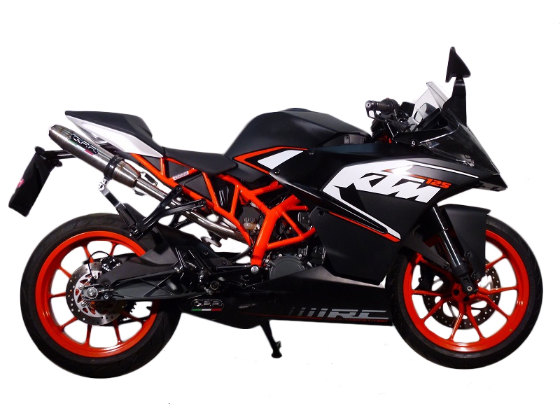 Exhaust compatible with Ktm RC 200 2014-2021, Deeptone Inox, Slip-on exhaust including link pipe 