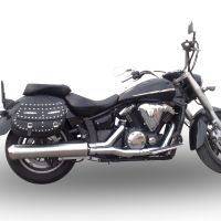 Exhaust compatible with Yamaha Xvs 1300 Midnight Star 2006-2014, Inox Oval Bomb, Slip-on exhaust including removable db killer and link pipe, not EPA-compliant 
