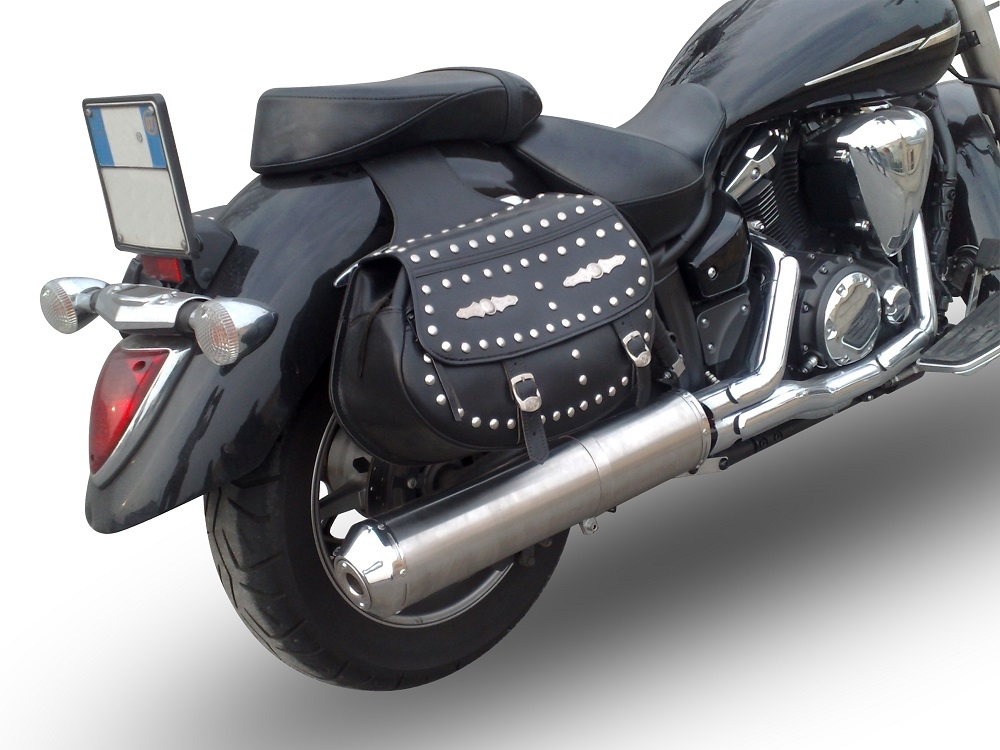 Exhaust compatible with Yamaha Xvs 1300 Midnight Star 2006-2014, Inox Oval Bomb, Slip-on exhaust including removable db killer and link pipe, not EPA-compliant 