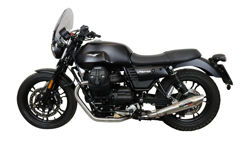 Exhaust compatible with Moto Guzzi V7 III Special-Stone-Carbon 2017-2018, Vintacone, Full system exhaust 