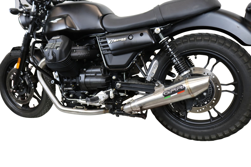 Exhaust compatible with Moto Guzzi V7 III Special-Stone-Carbon 2017-2018, Vintacone, Full system exhaust 