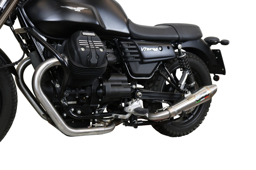 Exhaust compatible with Moto Guzzi V7 III Special-Stone-Carbon 2017-2018, Vintacone, Full system exhaust 