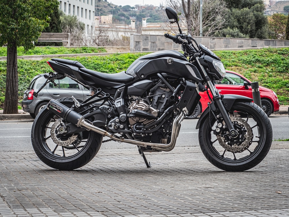 Exhaust compatible with Yamaha FZ-7 MT07 2017-2020, M3 Black Titanium, Full system exhaust, including removable db killer 