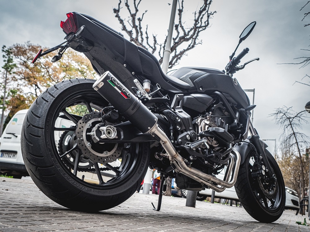 Exhaust compatible with Yamaha Tracer 700 2016-2019, M3 Black Titanium, Full system exhaust, including removable db killer 