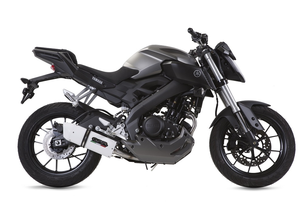 Exhaust compatible with Yamaha Mt 125 2017-2019, Albus Ceramic, Slip-on exhaust including link pipe and removable db killer 