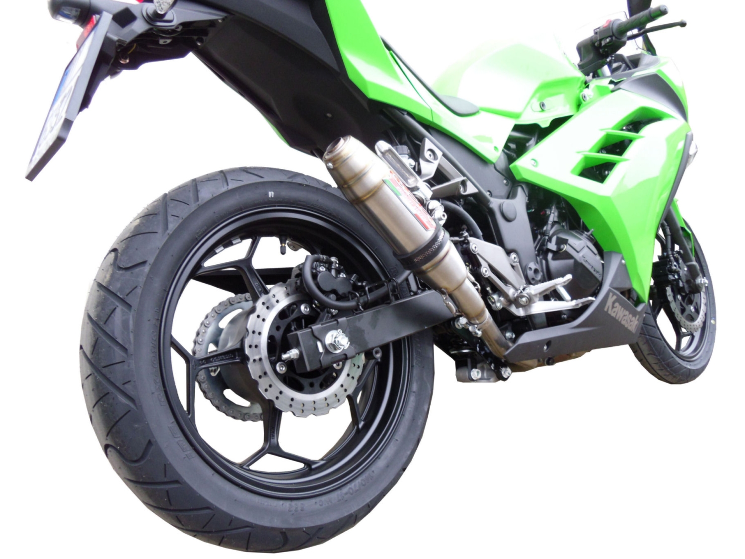 Exhaust compatible with Kawasaki Ninja 300R 2012-2017, Deeptone Inox, Slip-on exhaust including removable db killer and link pipe, EPA-compliant 