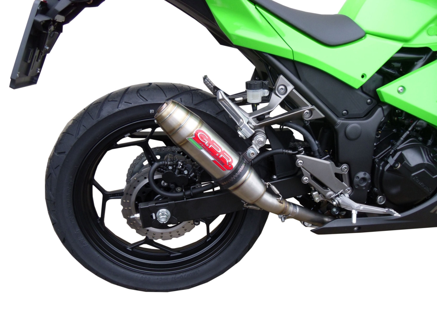 Exhaust compatible with Kawasaki Ninja 300R 2012-2017, Deeptone Inox, Slip-on exhaust including removable db killer and link pipe, EPA-compliant 