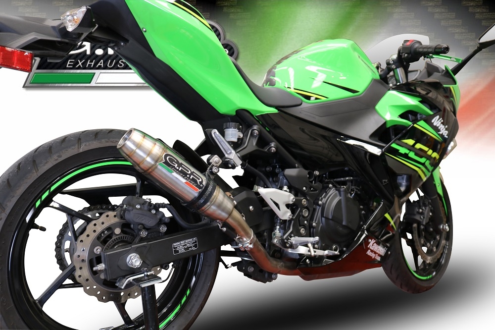 Exhaust compatible with Kawasaki Ninja 400 2023-2025, Deeptone Inox, Slip-on exhaust including removable db killer and link pipe, EPA-compliant 