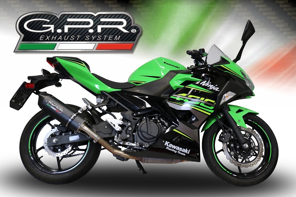 Exhaust compatible with Kawasaki Ninja 400 2023-2025, Furore Evo4 Nero, Slip-on exhaust including removable db killer and link pipe, EPA-compliant 