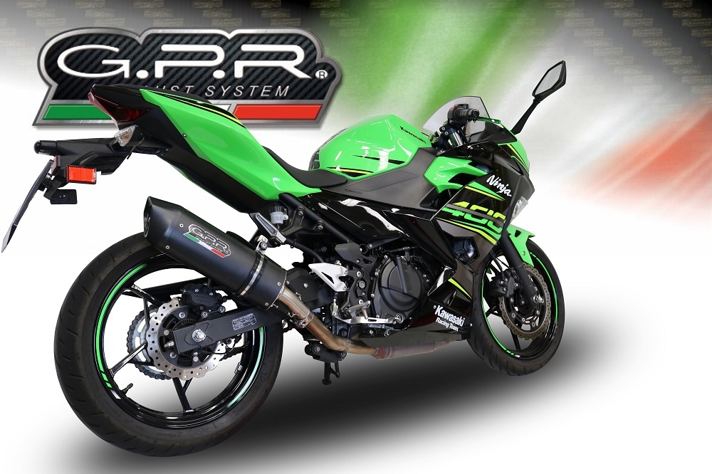 Exhaust compatible with Kawasaki Ninja 400 2023-2025, Furore Evo4 Nero, Slip-on exhaust including removable db killer and link pipe, EPA-compliant 