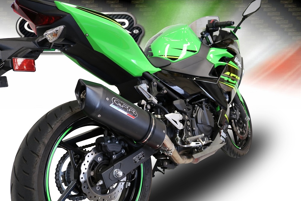 Exhaust compatible with Kawasaki Ninja 400 2023-2025, Furore Evo4 Nero, Slip-on exhaust including removable db killer and link pipe, EPA-compliant 