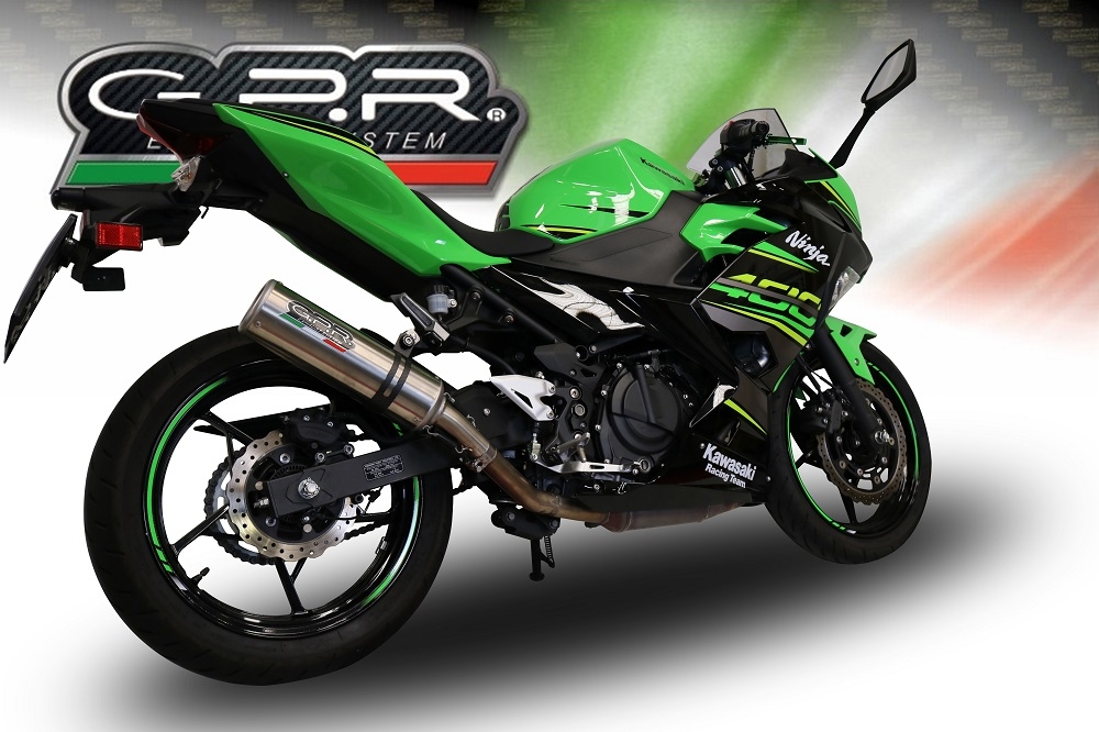 Exhaust compatible with Kawasaki Ninja 400 2023-2025, M3 Inox , Slip-on exhaust including removable db killer and link pipe, EPA-compliant 