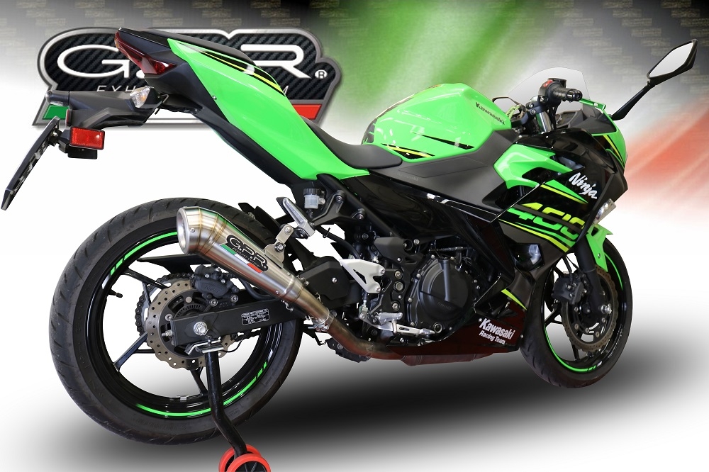 Exhaust compatible with Kawasaki Ninja 500 2023-2025, Powercone Evo, Slip-on exhaust including removable db killer and link pipe, EPA-compliant 