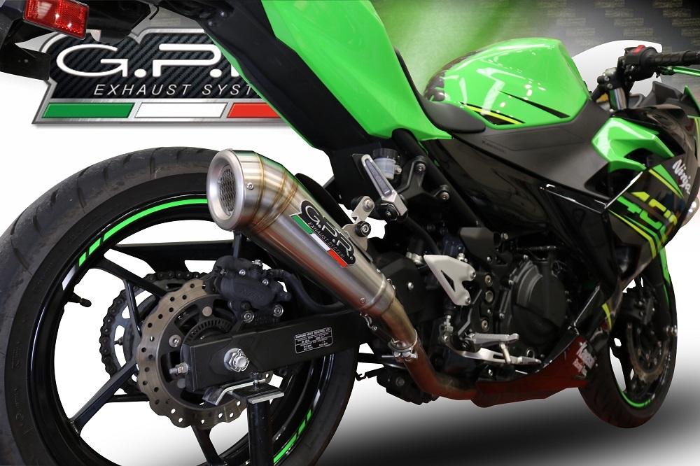 Exhaust compatible with Kawasaki Ninja 500 2023-2025, Powercone Evo, Slip-on exhaust including removable db killer and link pipe, EPA-compliant 