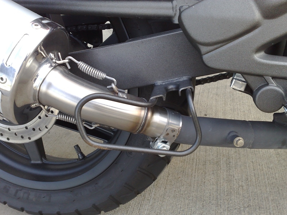 Exhaust compatible with Kymco Quannon 125 2007-2016, Albus Ceramic, Slip-on exhaust including removable db killer and link pipe, EPA-compliant 