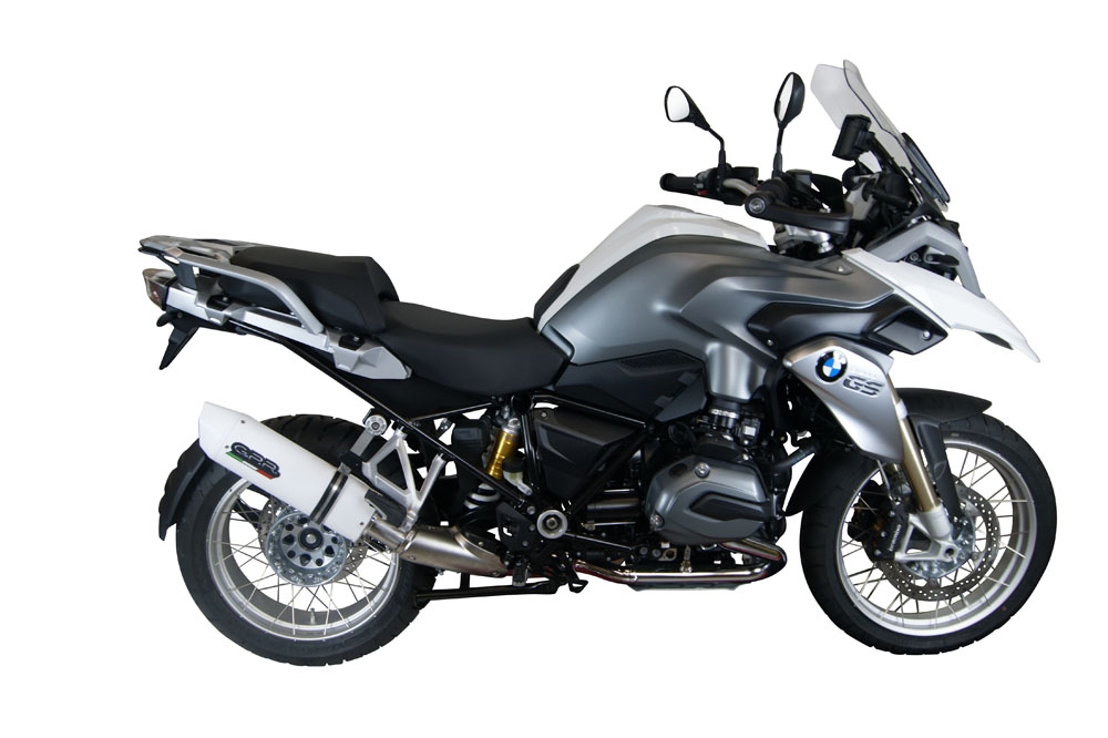 Exhaust compatible with Bmw R1200GS - Adventure 2013-2016, Albus Ceramic, Slip-on exhaust including removable db killer and link pipe, EPA-compliant 