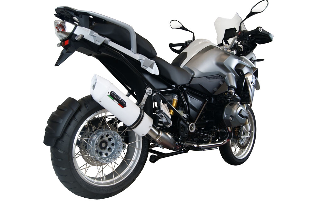 Exhaust compatible with Bmw R1200GS - Adventure 2013-2016, Albus Ceramic, Slip-on exhaust including removable db killer and link pipe, EPA-compliant 