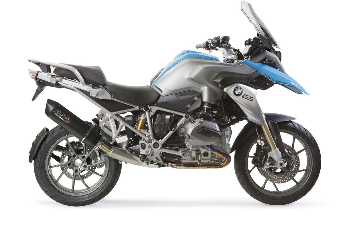 Exhaust compatible with Bmw R1200GS 2017-2018, Furore Evo4 Nero, Slip-on exhaust including removable db killer and link pipe, EPA-compliant 