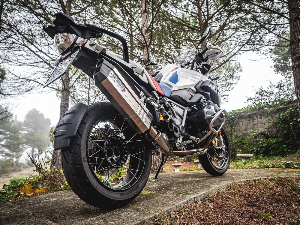 Exhaust compatible with Bmw R1250GS - Adventure 2021-2024, Hyper Sonic Titanium, Slip-on exhaust including removable db killer and link pipe, not EPA-compliant 