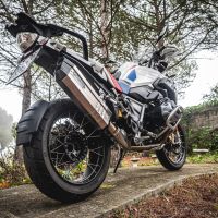 Exhaust compatible with Bmw R1250GS - Adventure 2021-2024, Hyper Sonic Titanium, Slip-on exhaust including removable db killer and link pipe, not EPA-compliant 