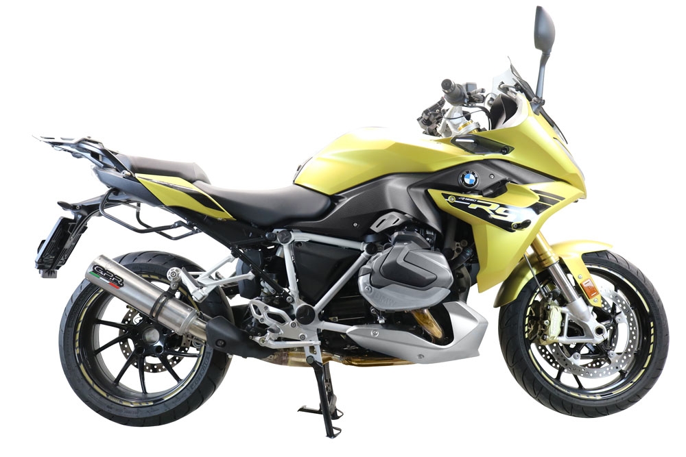 Exhaust compatible with Bmw R1250R R1250RS 2019-2020, M3 Titanium Natural, Slip-on exhaust including removable db killer and link pipe, EPA-compliant 