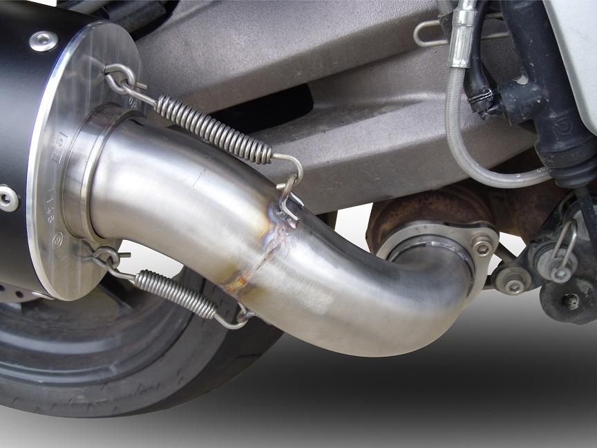Exhaust compatible with Aprilia Caponord 1200 2013-2016, Hyper Sonic Inox, Slip-on exhaust including removable db killer and link pipe, not EPA-compliant 