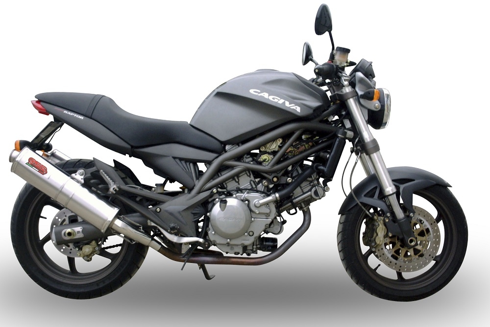 Exhaust compatible with Cagiva Raptor 650 2001-2005, Trioval, Dual slip-on including removable db killers and link pipes, EPA-compliant 