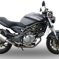 Exhaust compatible with Cagiva Raptor 650 2001-2005, Trioval, Dual slip-on including removable db killers and link pipes, EPA-compliant 