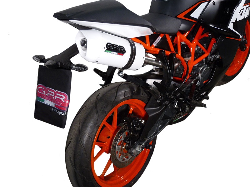 Exhaust compatible with Ktm RC 125 2014-2016, Albus Ceramic, Slip-on exhaust including removable db killer and link pipe, not EPA-compliant 