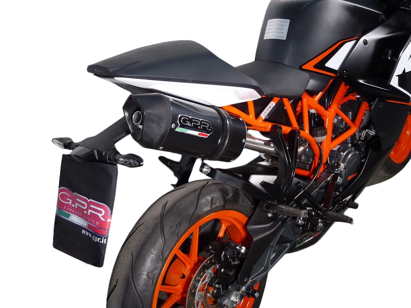 Exhaust compatible with Ktm RC 200 2014-2021, Deeptone Inox, Slip-on exhaust including removable db killer and link pipe, not EPA-compliant 