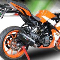 Exhaust compatible with Ktm RC 125 2017-2020, Furore Evo4 Nero, Slip-on exhaust including removable db killer and link pipe, not EPA-compliant 
