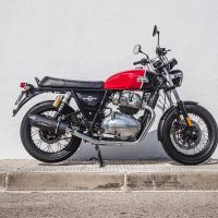 Exhaust compatible with Royal Enfield Interceptor 650 2021-2025, Furore Evo4 Nero, Dual slip-on exhausts including removable db killers and link pipes 