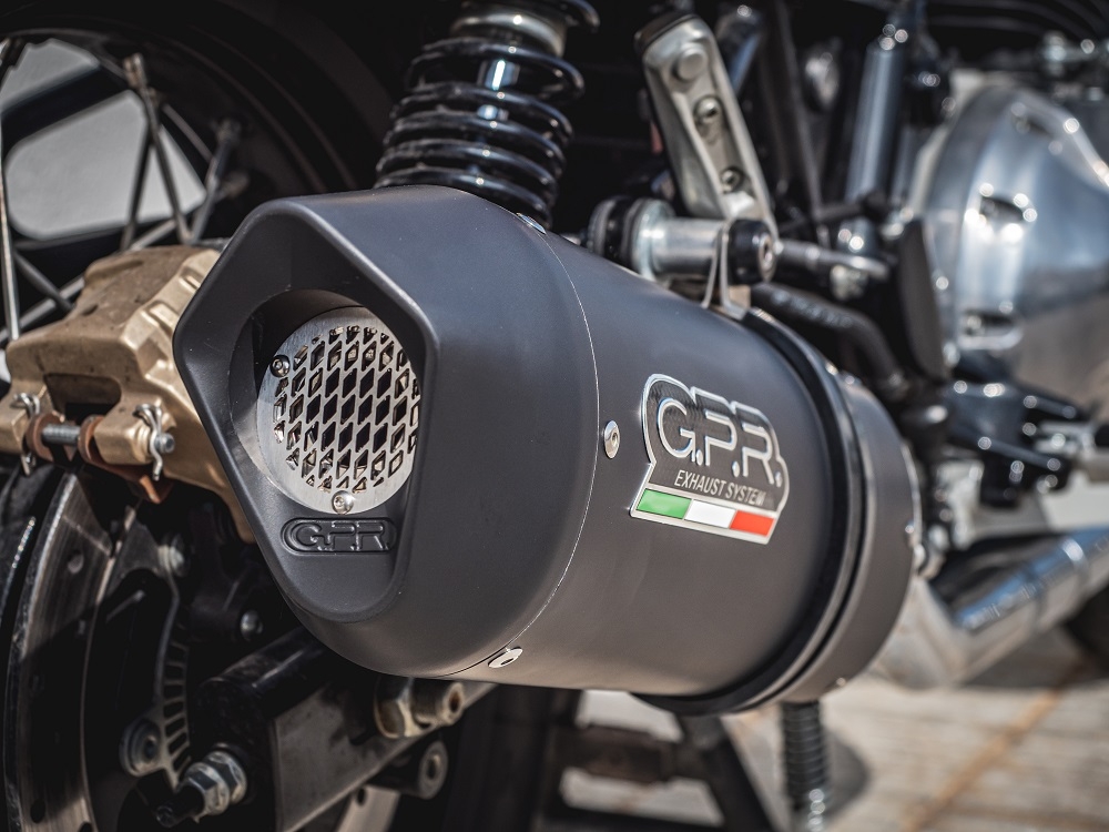 Exhaust compatible with Royal Enfield Interceptor 650 2021-2025, Furore Evo4 Nero, Dual slip-on exhausts including removable db killers and link pipes 