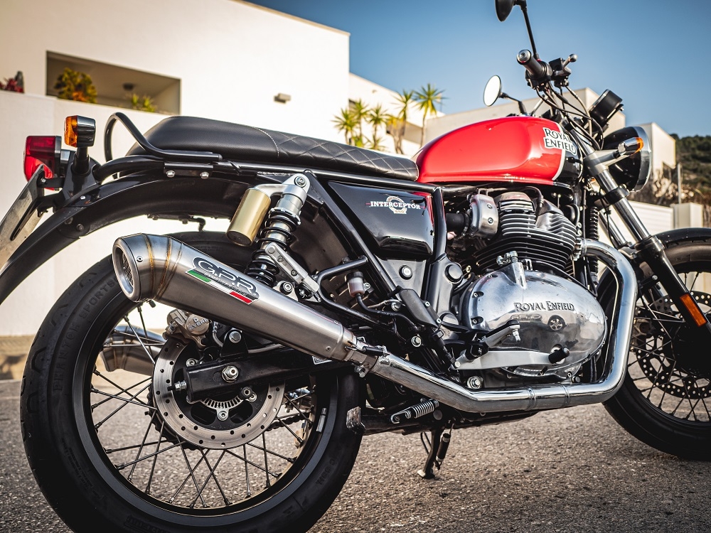 Exhaust compatible with Royal Enfield Continental 650 2021-2024, Powercone Evo, Dual slip-on exhausts including removable db killers and link pipes 