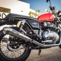 Exhaust compatible with Royal Enfield Continental 650 2021-2024, Powercone Evo, Dual slip-on exhausts including removable db killers and link pipes 