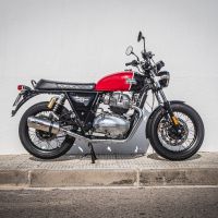 Exhaust compatible with Royal Enfield Continental 650 2021-2024, Satinox, Dual slip-on exhausts including removable db killers and link pipes 