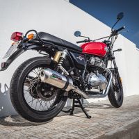 Exhaust compatible with Royal Enfield Continental 650 2021-2024, Satinox, Dual slip-on exhausts including removable db killers and link pipes 