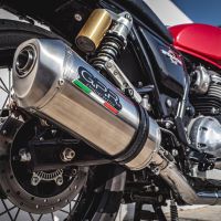 Exhaust compatible with Royal Enfield Continental 650 2021-2024, Satinox, Dual slip-on exhausts including removable db killers and link pipes 