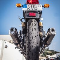 Exhaust compatible with Royal Enfield Continental 650 2021-2024, Satinox, Dual slip-on exhausts including removable db killers and link pipes 