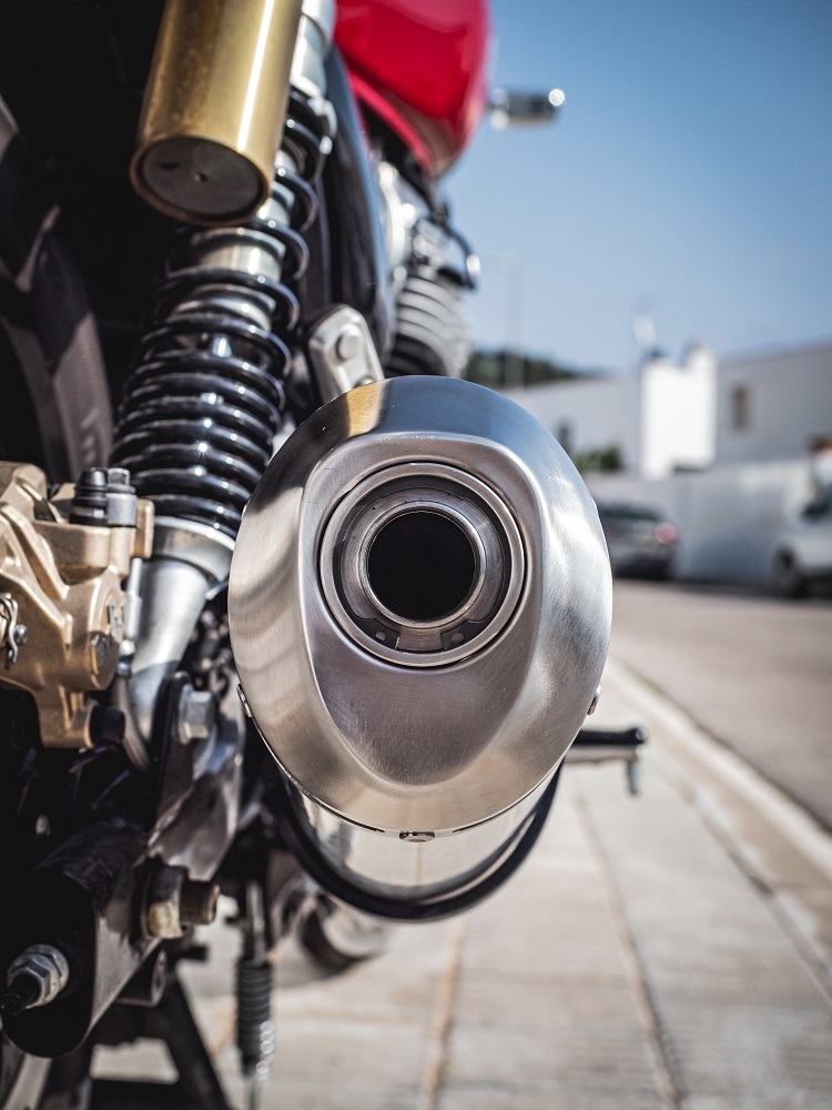 Exhaust compatible with Royal Enfield Continental 650 2021-2024, Satinox, Dual slip-on exhausts including removable db killers and link pipes 